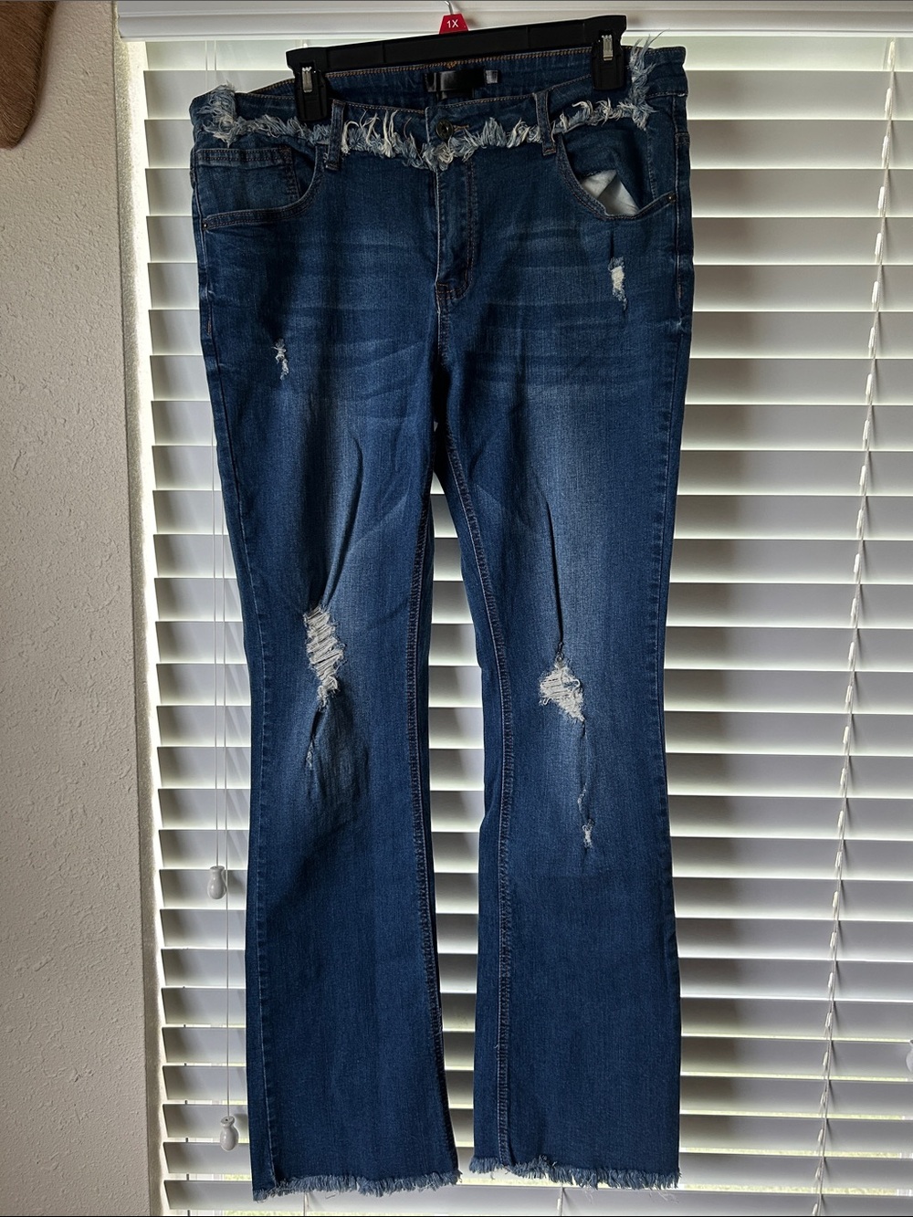 Lucky & Blessed Dark Blue Distressed Bootcut Jeans